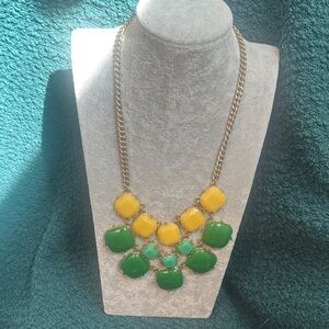 Elegant Green and Yellow Statement Necklace